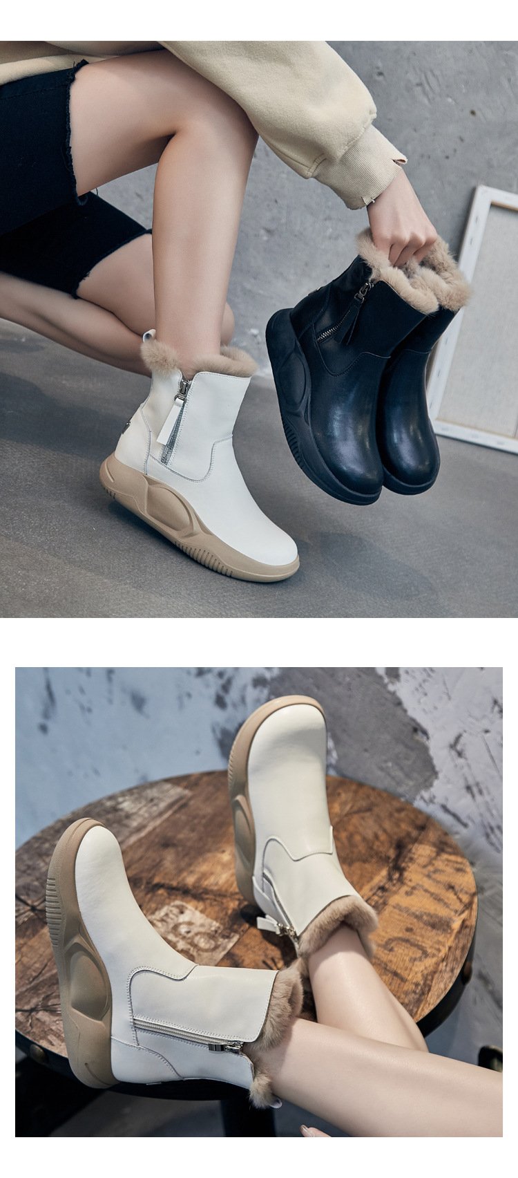 Soft Leather Comfy Zipper Ankle Boots