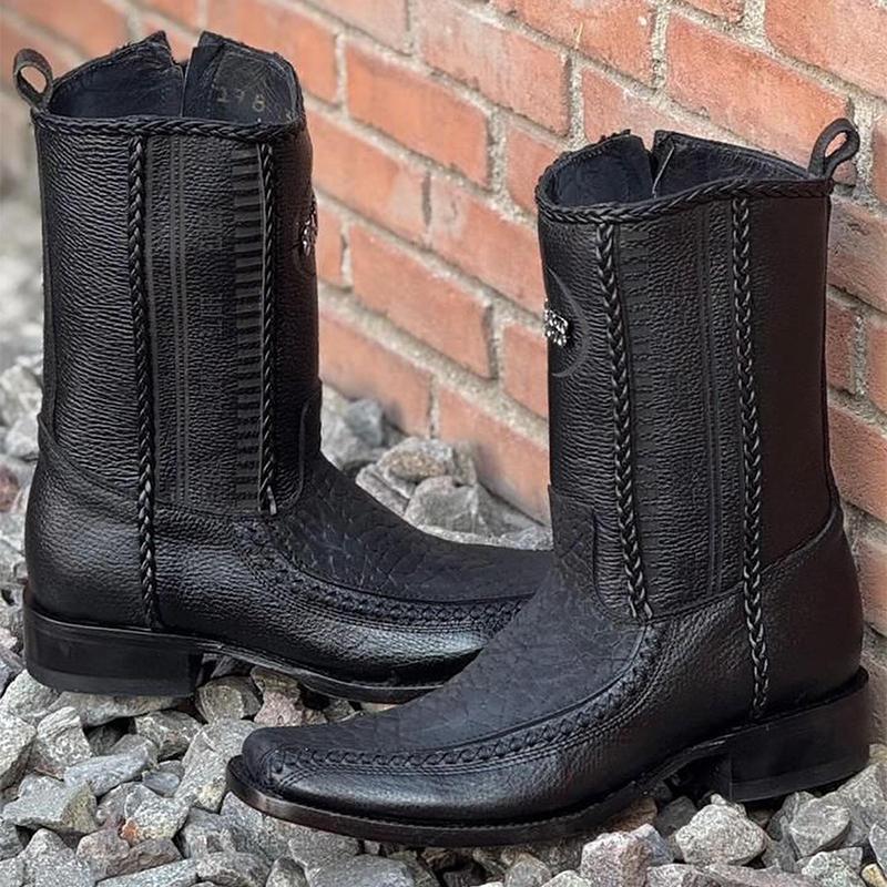 Casual Leather Mid-Calf Boots