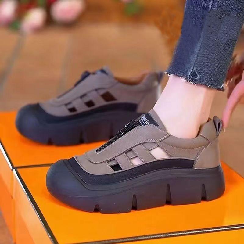 Color-Blocking Zipper Shoes