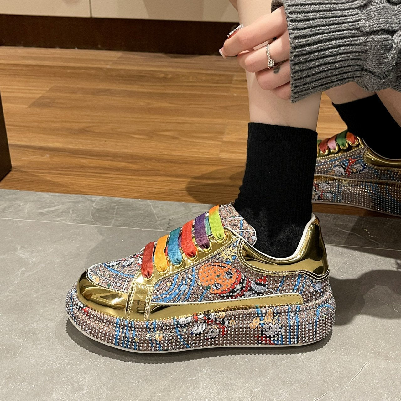 Colorful Full Of Diamonds Shoes