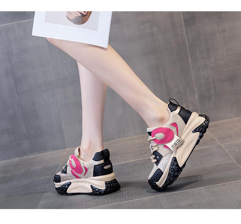 Mixed Color Leather Casual Sneakers