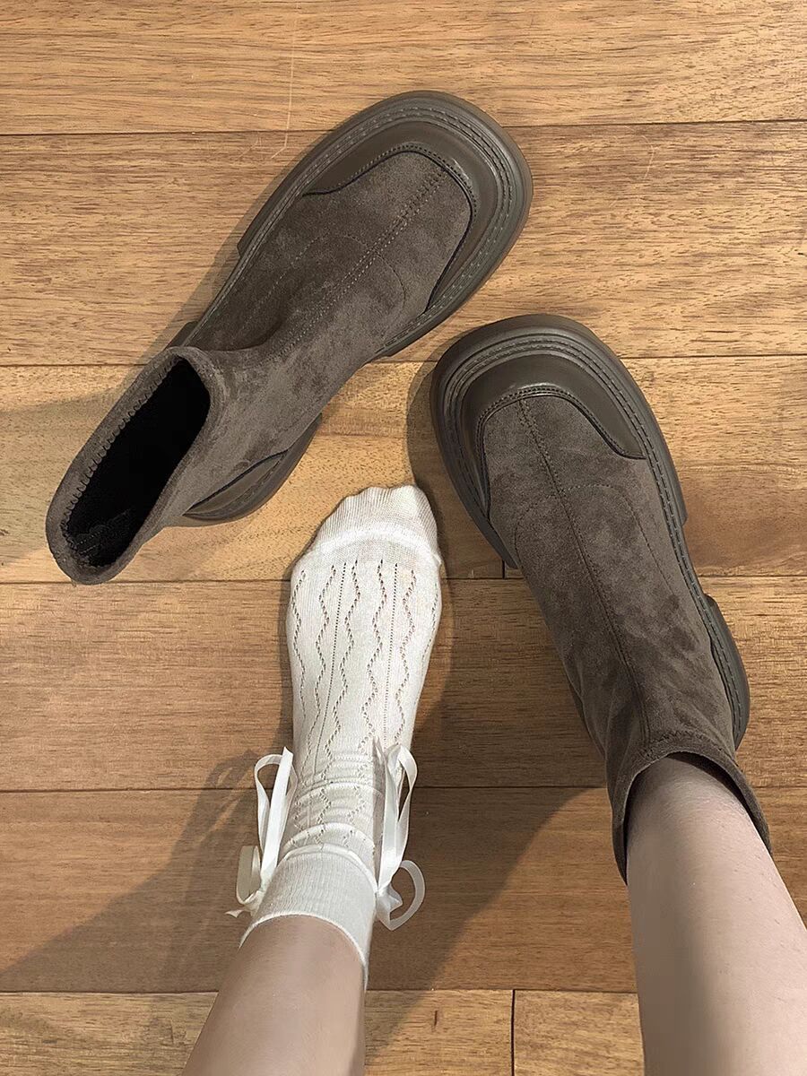 Elastic Fabric Comfort Short Boots