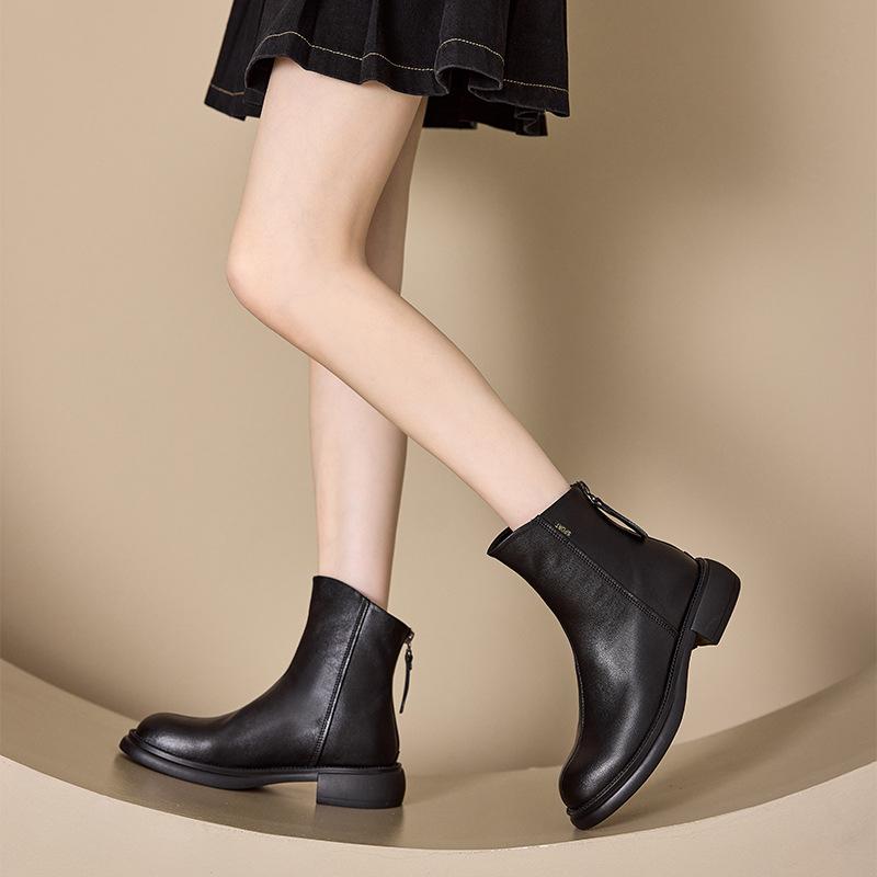 Back Zipper Leather Martin Boots