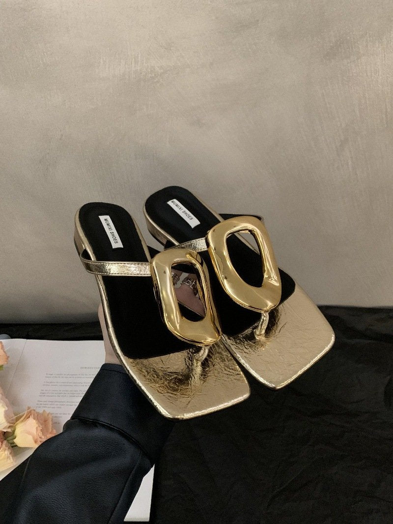 Buckle Clip-Toe Slippers