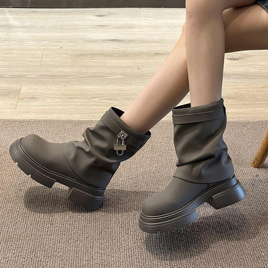 Stacking Metallic Square Toe Classic Boots