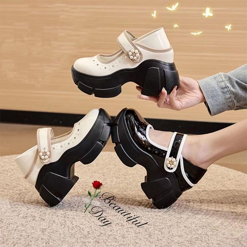 Leather Velcro Rhinestones Chunky Sneakers