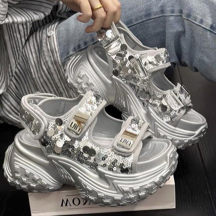 Sequins Chunky Sandals