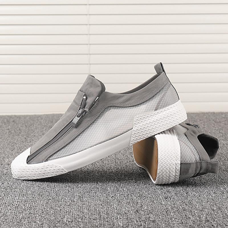 Sheer Zipper Breathable Canvas Shoes