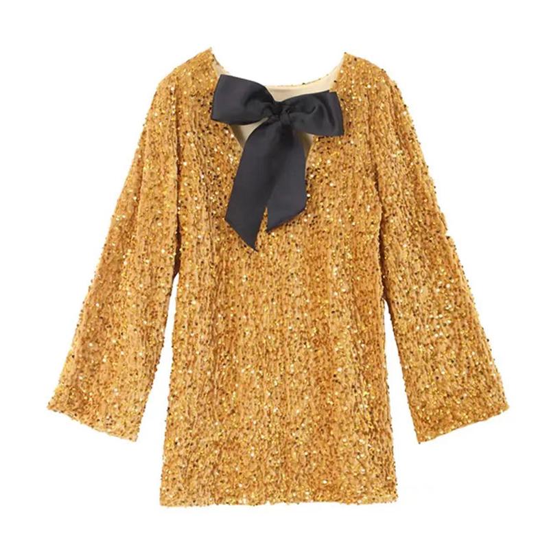 Chic Shining Sequin Bowknot Mini Dress