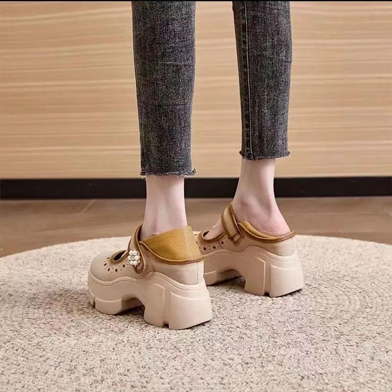 Leather Velcro Rhinestones Chunky Sneakers