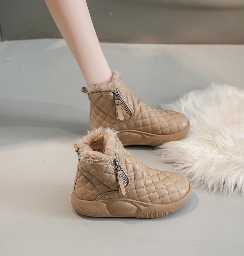 Winter Fluffy Leather Snow Shoes