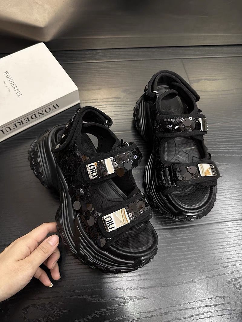 Sequins Chunky Sandals