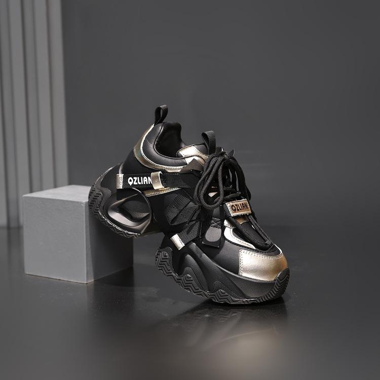 Thick-Sole Leather Heightening Shoes