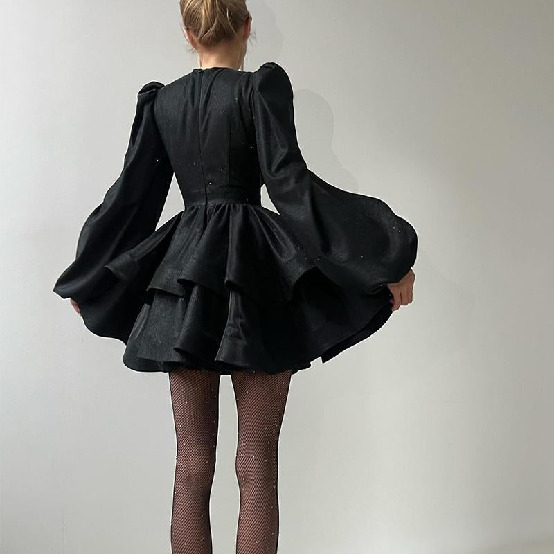 Black Shiny Mini Dress