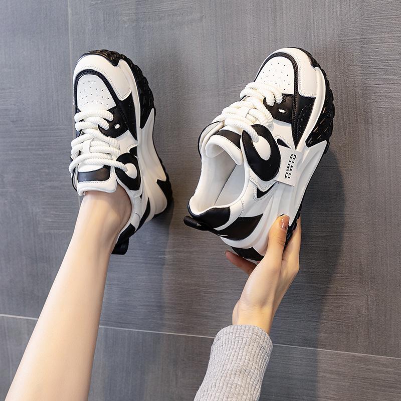 Mixed Color Leather Casual Sneakers