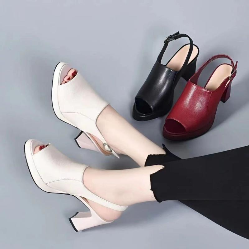 Fish Mouth Block Elegant High Heels Sandals