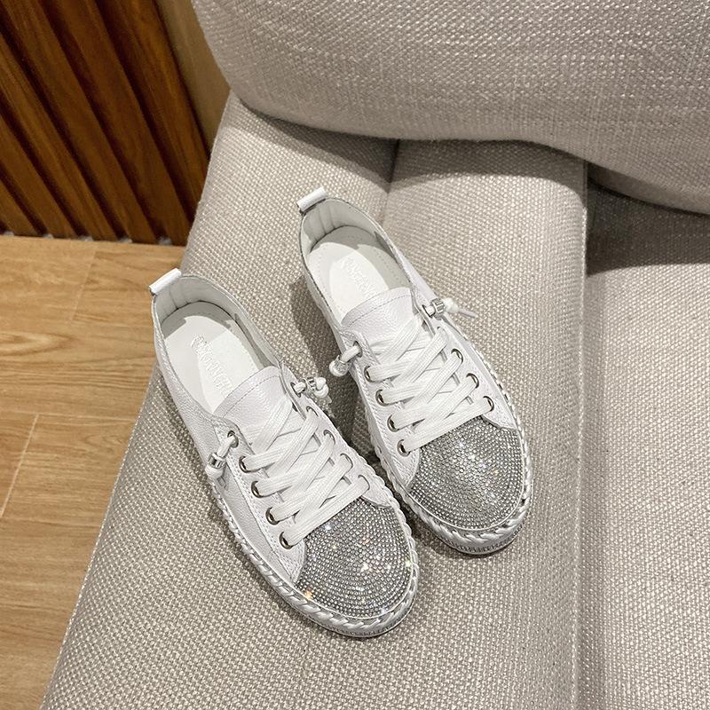 Crystals Bling Leather Round Toe Shoes