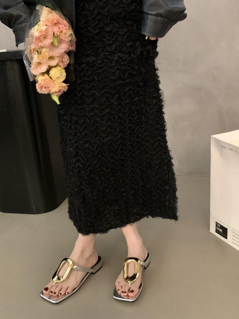 Buckle Clip-Toe Slippers