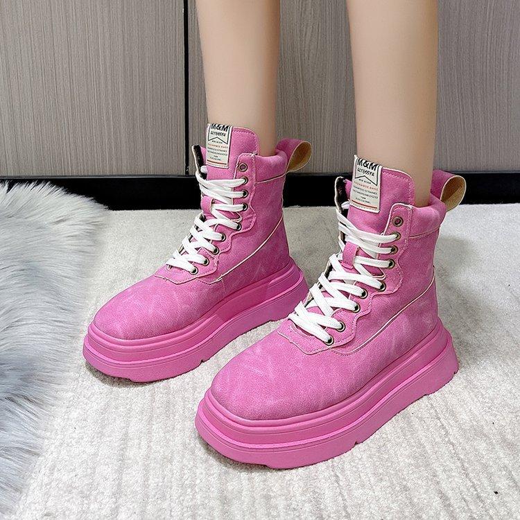 Vintage Bright Lace-Up Short Boots