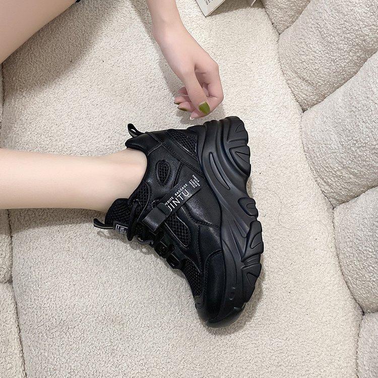 Breathable Mesh Lace-Up Chunky Sneakers
