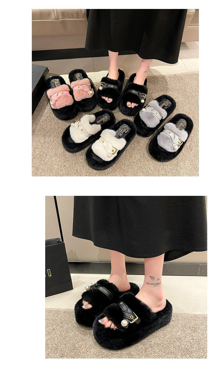 Color Matching Warm Fluffy Slippers