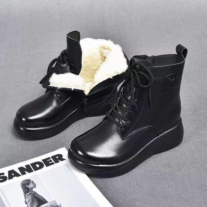 Handmade Soft Lace Up Leather Short Boots