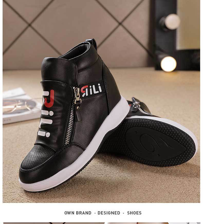 Double Zipper Warm Heightening Wedge Shoes
