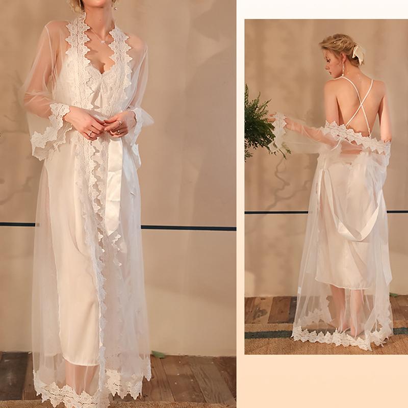 Sexy Satin Two Pieces Sleepwear Robe