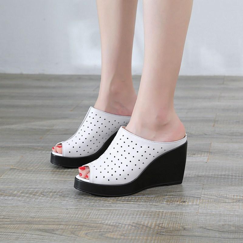 Soft Leather Fish Mouth Slippers