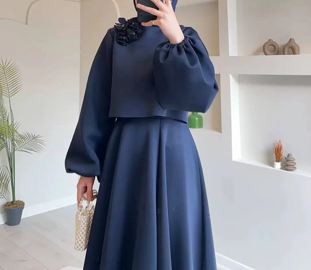 Solid Color Floral Flowy Midi Dress