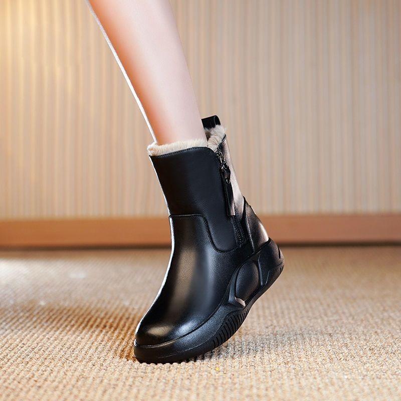 Soft Leather Comfy Zipper Ankle Boots