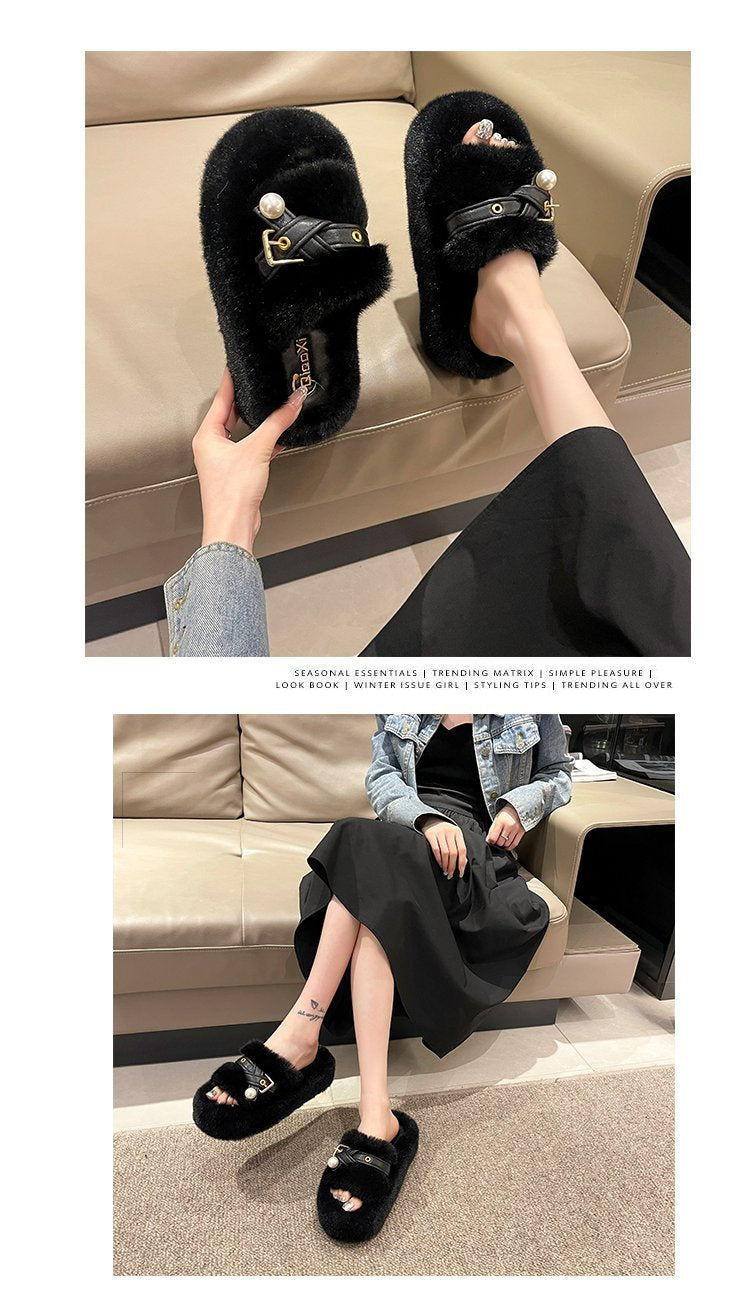 Color Matching Warm Fluffy Slippers