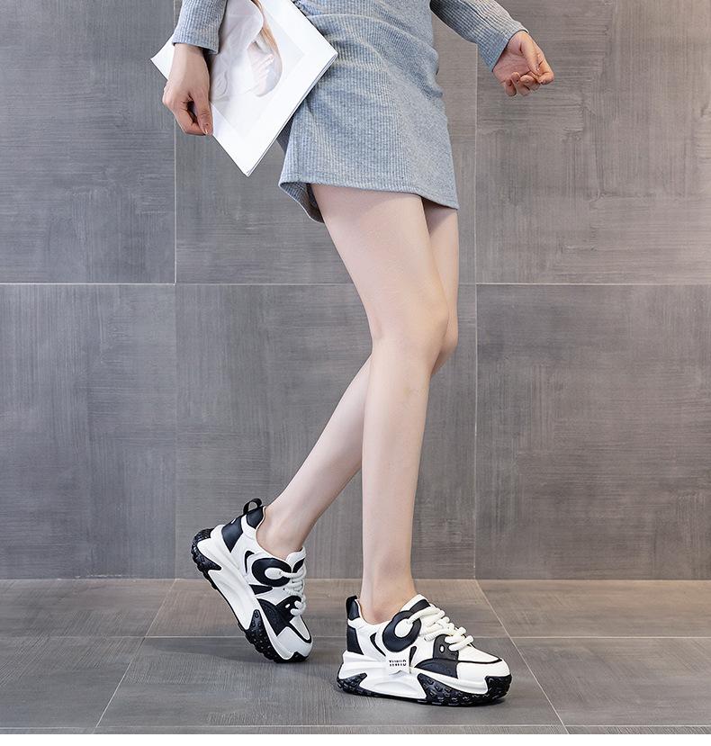 Mixed Color Leather Casual Sneakers