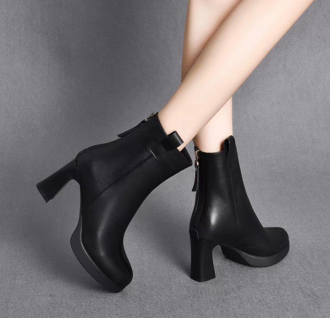 Waterproof Retro Chunky Boots