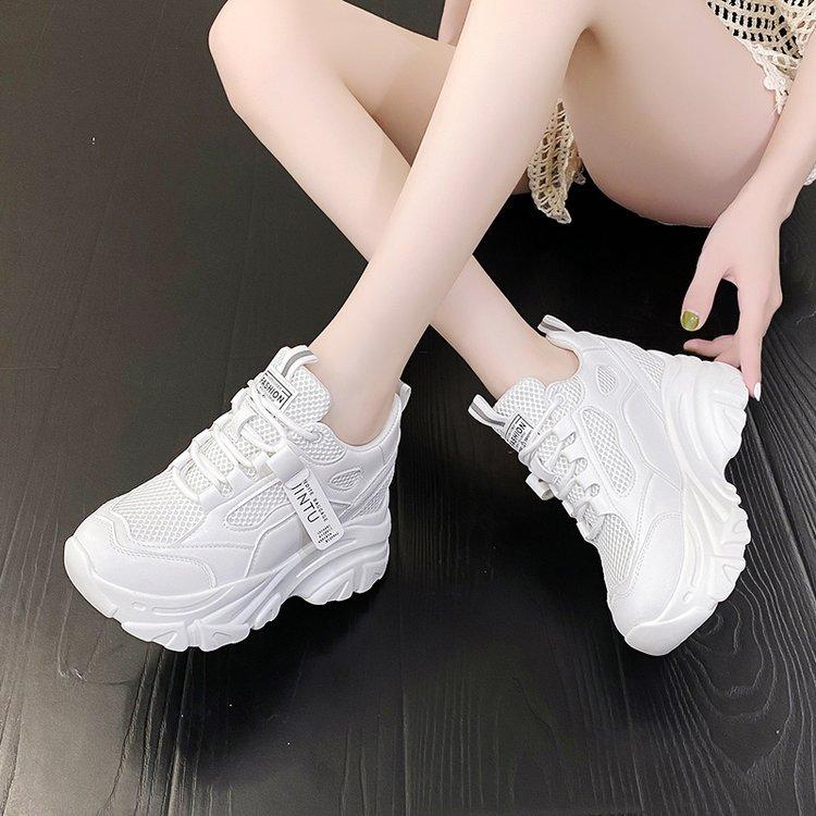 Breathable Mesh Lace-Up Chunky Sneakers