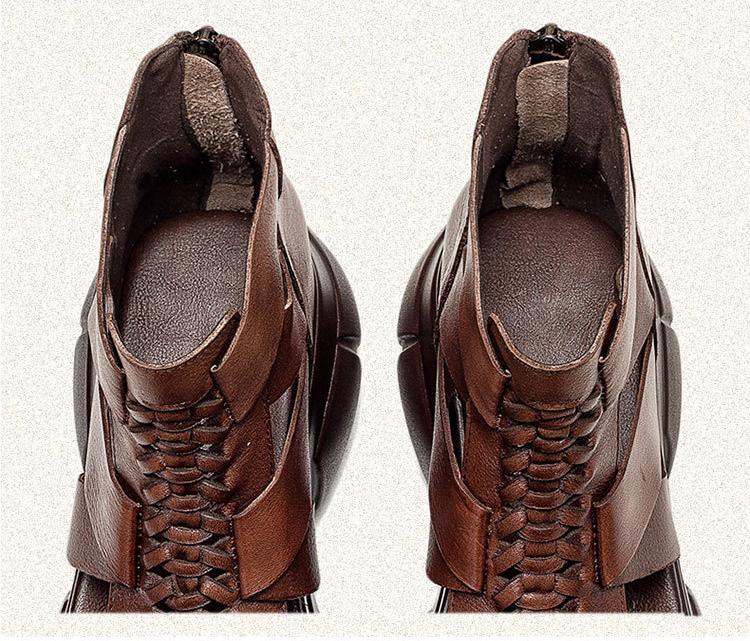 Comfortable Leather Retro Chunky Rocking Sandals