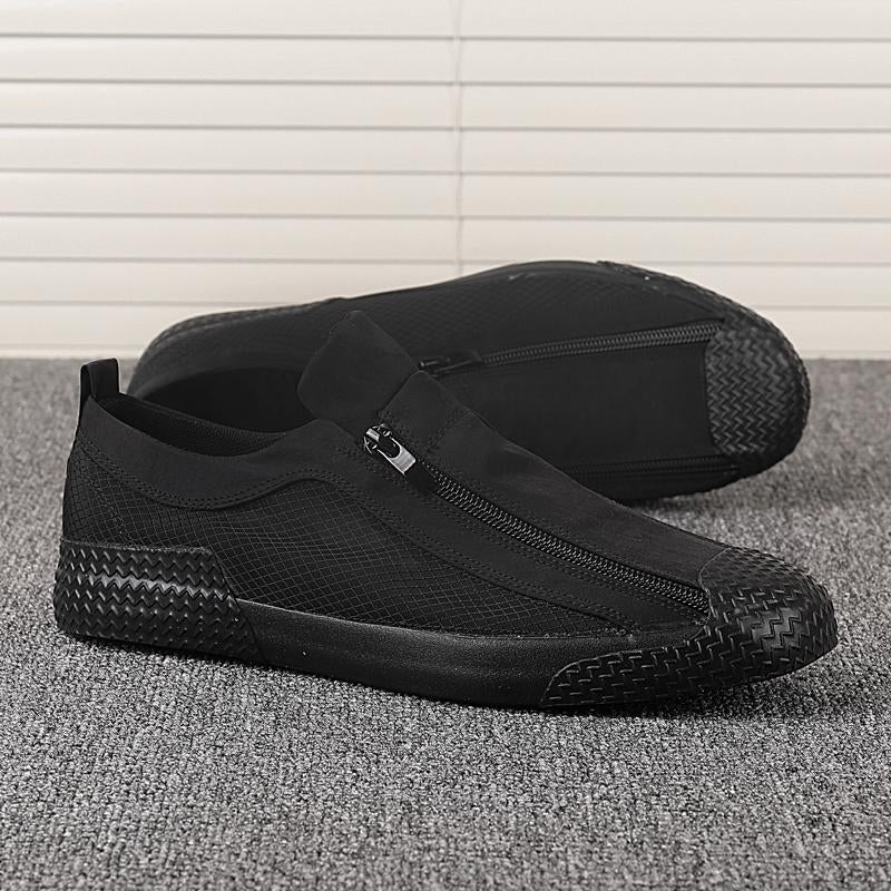 Sheer Zipper Breathable Canvas Shoes