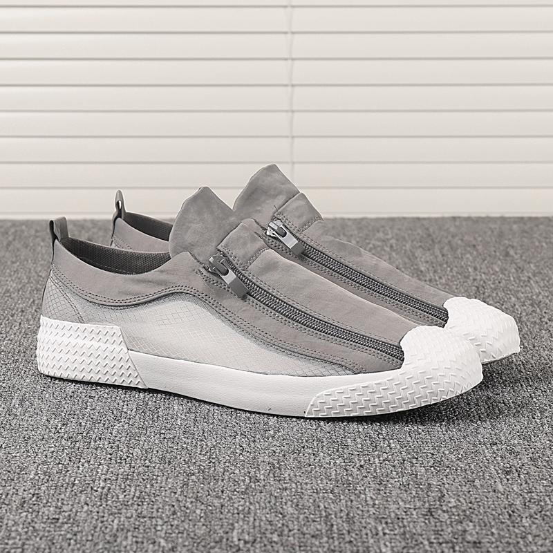 Sheer Zipper Breathable Canvas Shoes