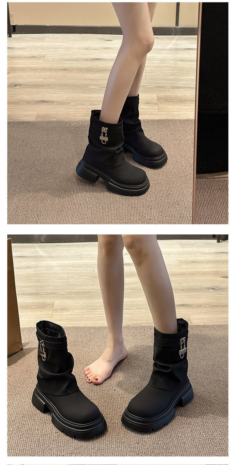 Stacking Metallic Square Toe Classic Boots