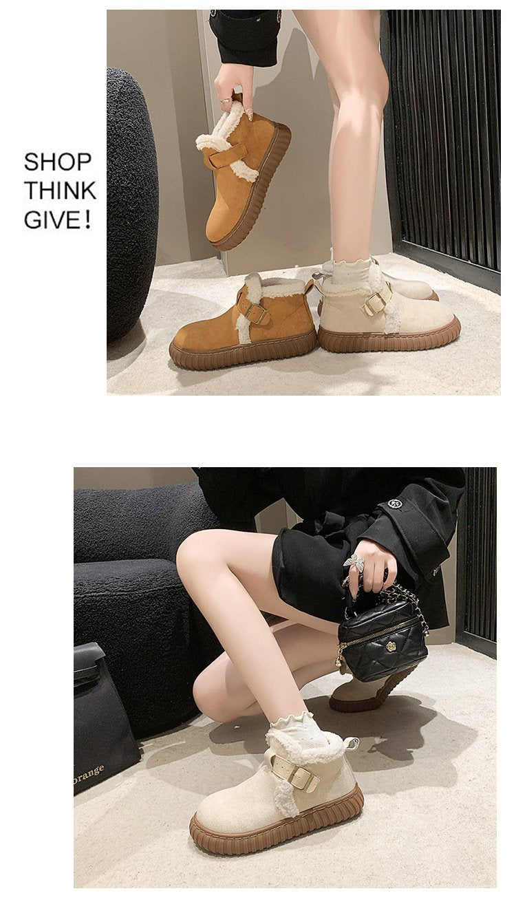 Solid-Color Warm Snow Boots