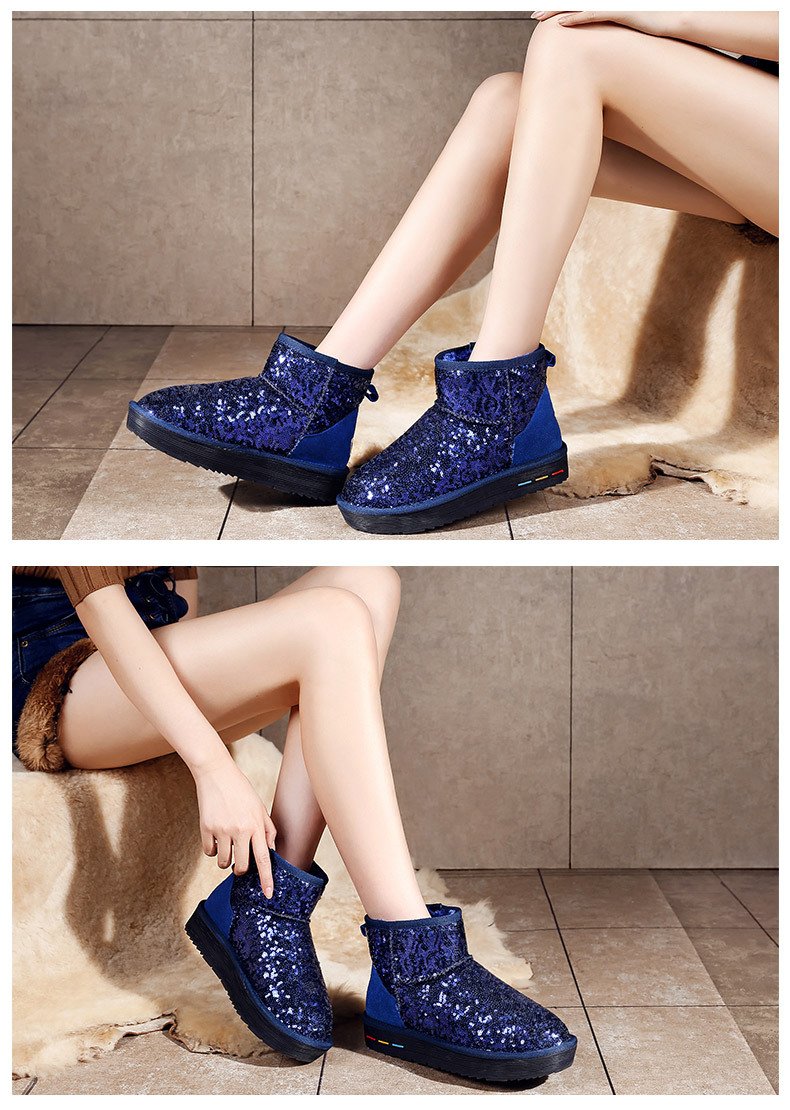 Sequin Fleece Warm Snow Boots