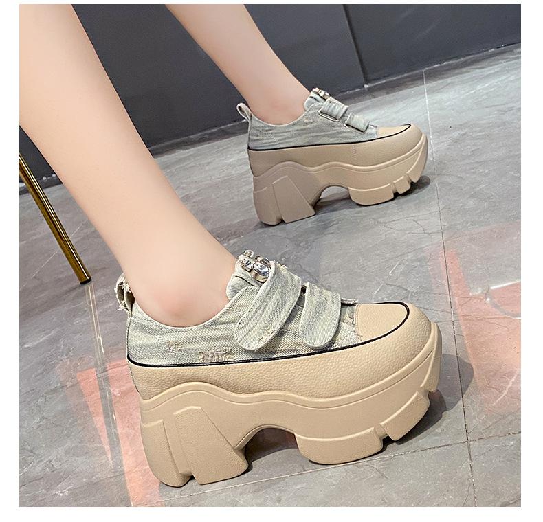 Denim Velcro Thick-Sole Casual Shoes
