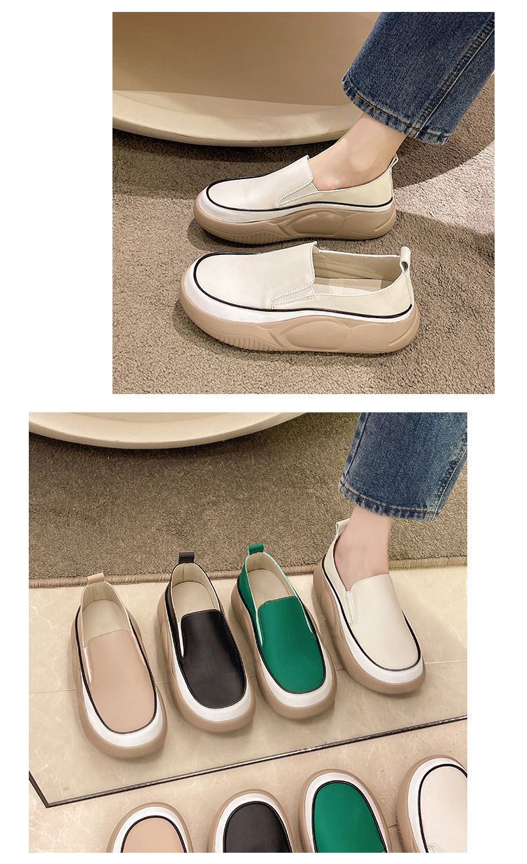 Solid Color Casual Leather Soft Shoes