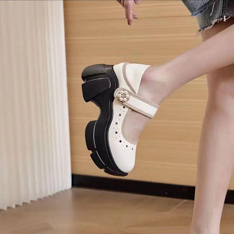 Leather Velcro Rhinestones Chunky Sneakers