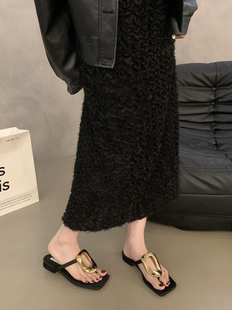 Buckle Clip-Toe Slippers