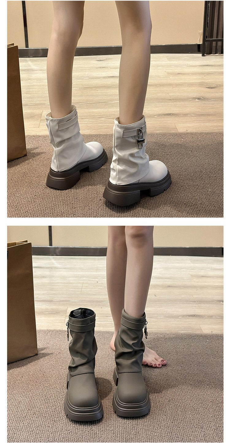 Stacking Metallic Square Toe Classic Boots
