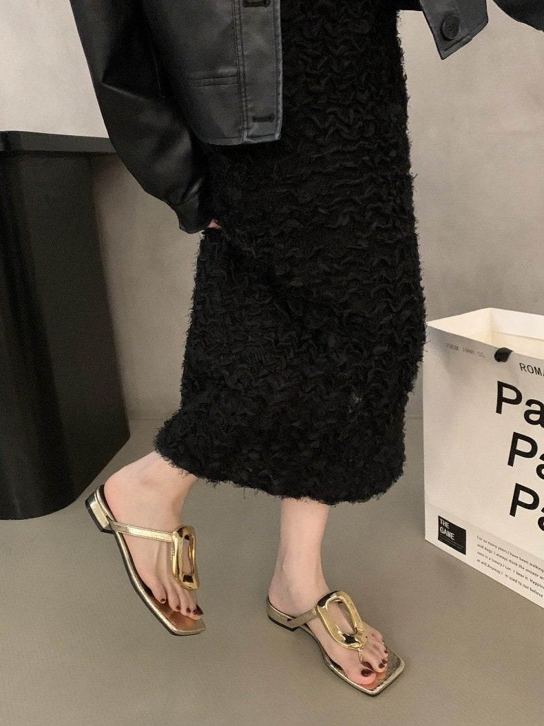 Buckle Clip-Toe Slippers