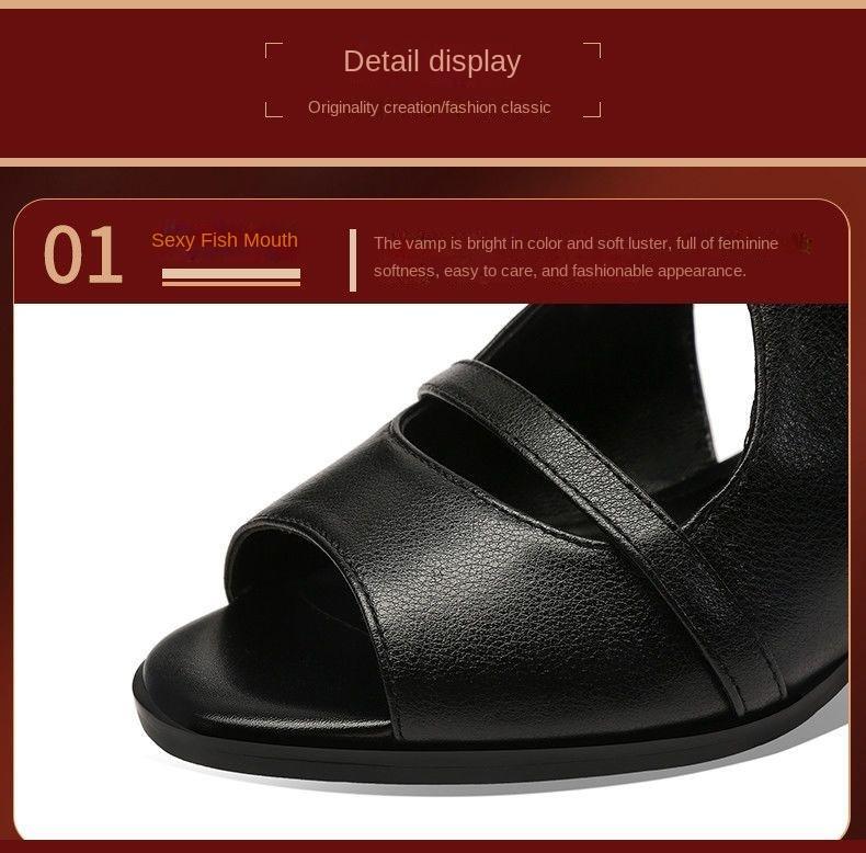 Cover Leather Fish Mouth Ankle Sandals