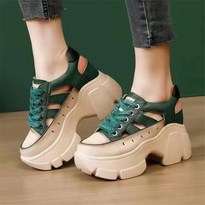 Leather Chunky Lace Up Sneakers