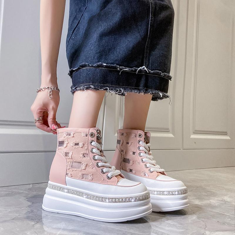 Walking Crystal Mid Heels Shoes